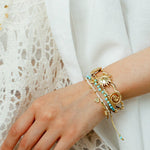 Sun Knot Woven Open Cuff God Silver Bracelet gembea jewelry