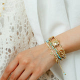 Sun Knot Woven Open Cuff God Silver Bracelet gembea jewelry