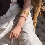 Sun Knot Woven Open Cuff God Silver Bracelet gembea jewelry