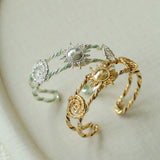 Sun Knot Woven Open Cuff God Silver Bracelet gembea jewelry