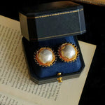 Sunflower Cotton Pearl Stud Earrings gembea jewelry