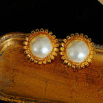 Sunflower Cotton Pearl Stud Earrings gembea jewelry