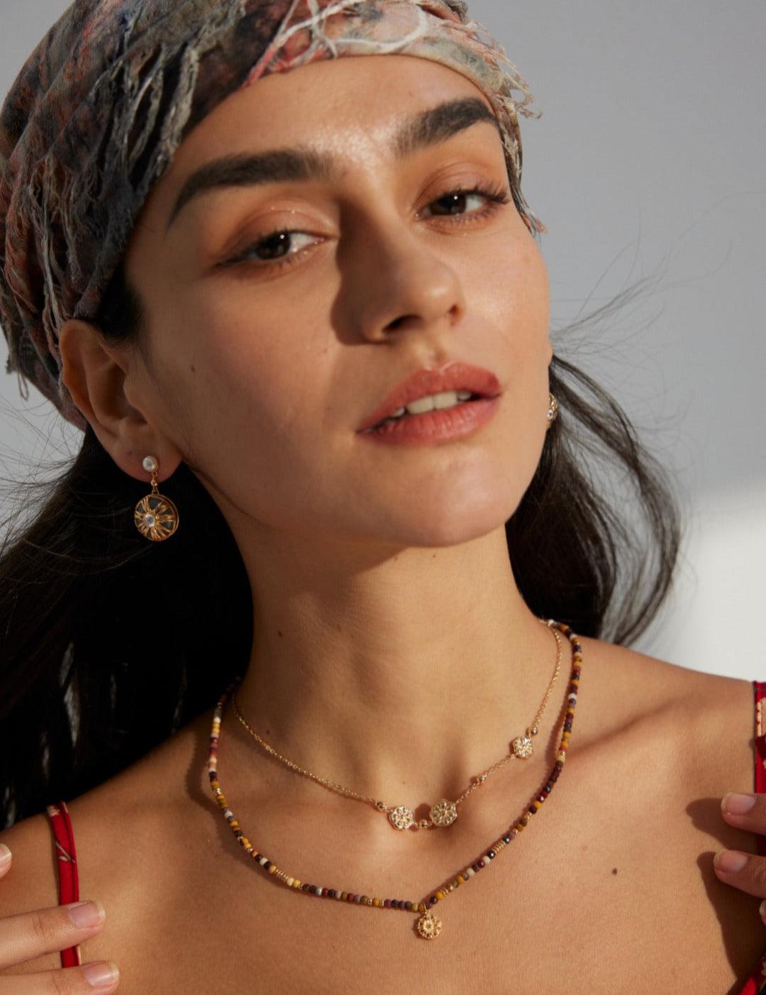 Sunflower Eye Sterling Silver Chain Necklace - Gembea Jewelry