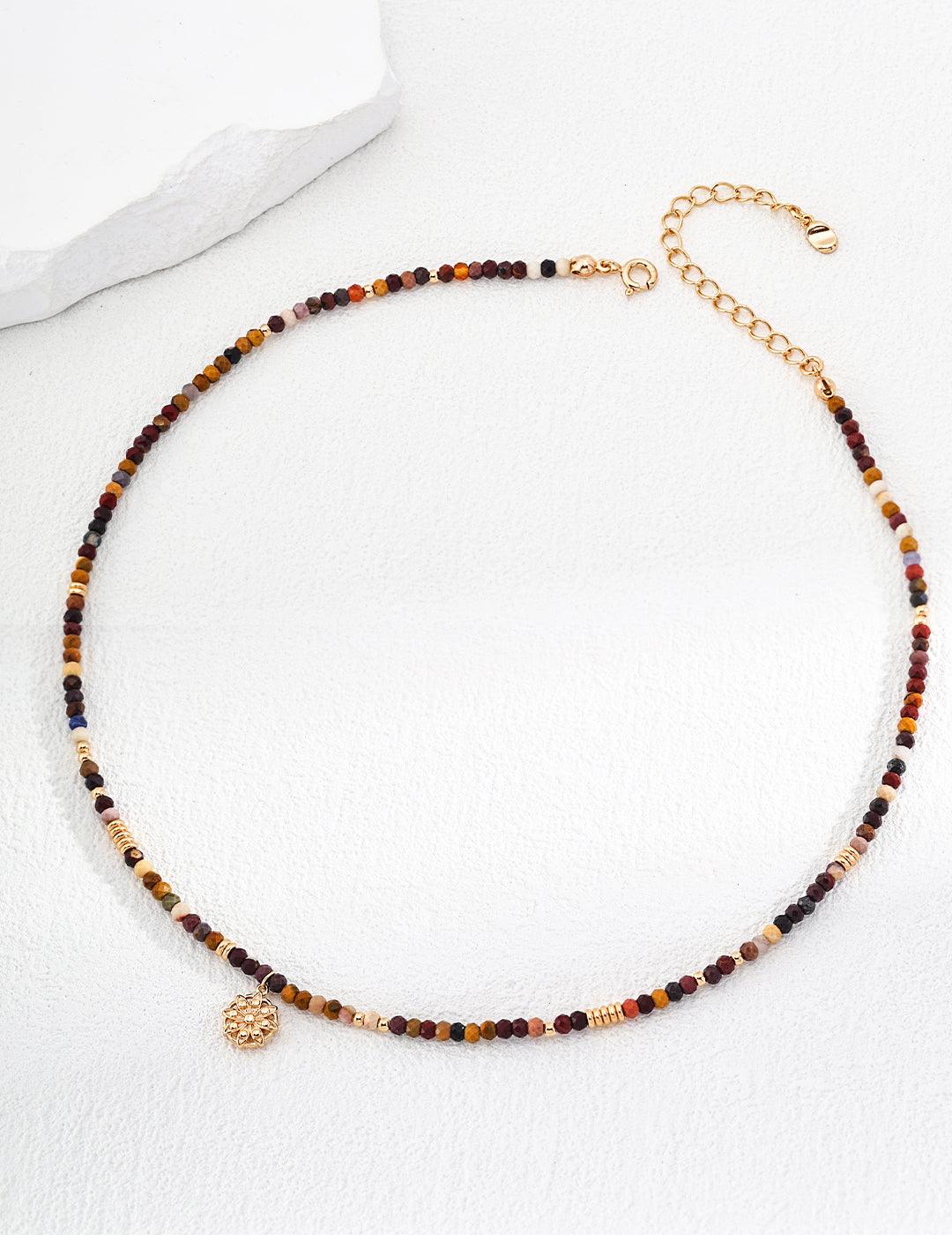 Sunflower Eye Pendant Yolk Stone Beaded Necklace - Gembea Jewelry