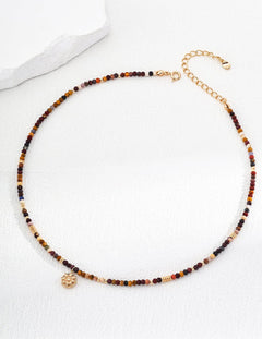 Sunflower Eye Pendant Yolk Stone Beaded Necklace - Gembea Jewelry