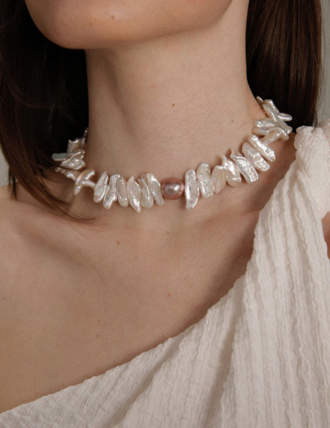 Gembea Jewelry Sunflower Long Shaped Baroque Pearl Necklace