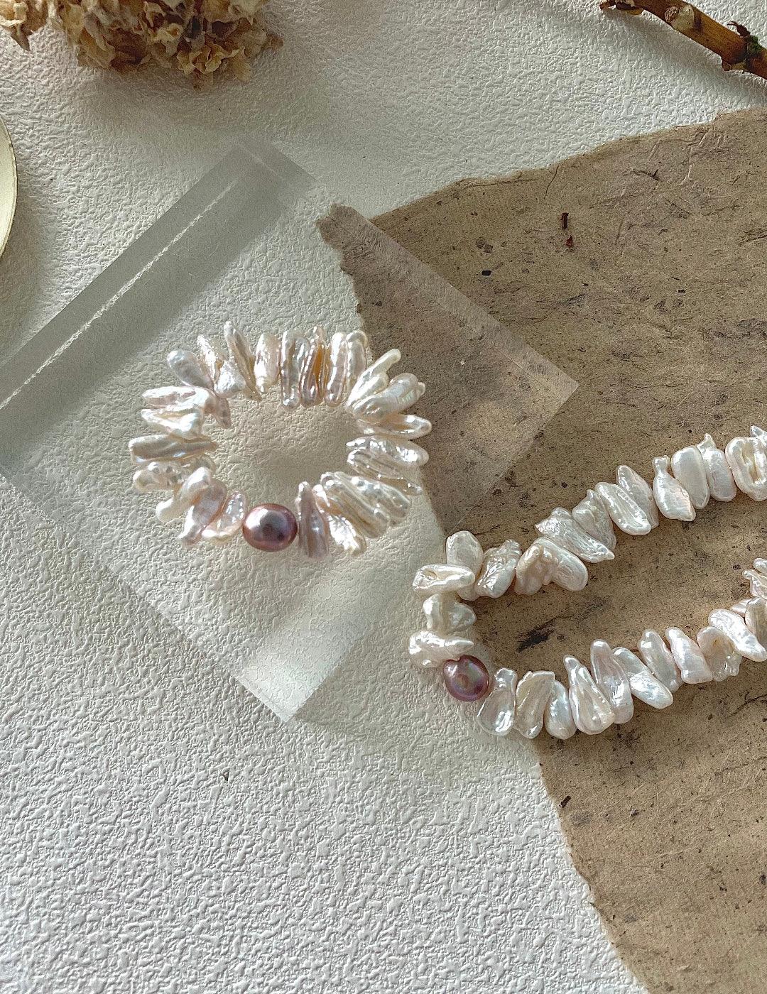 Sunflower Long Shaped Baroque Pearl Necklace - Gembea Jewelry