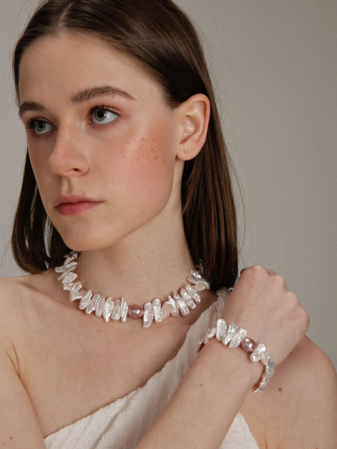 Gembea Jewelry Sunflower Long Shaped Baroque Pearl Necklace