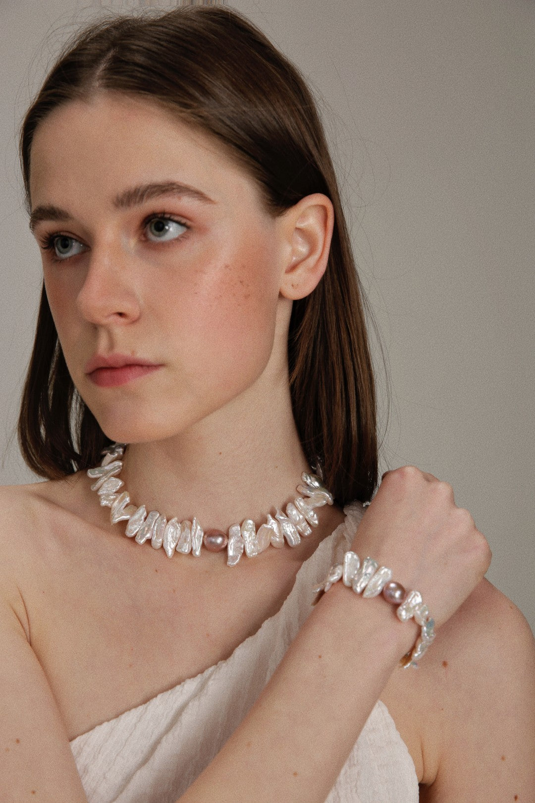 Gembea Jewelry Sunflower Long Shaped Baroque Pearl Necklace