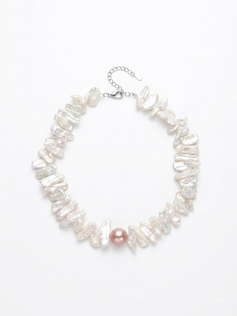 Sunflower Shaped Baroque Pearl Choker Necklace gembea jewelry