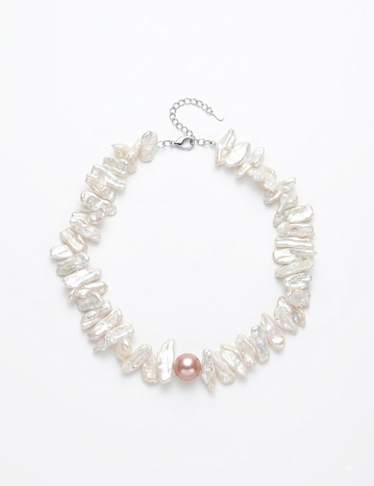 Sunflower Shaped Baroque Pearl Choker Necklace gembea jewelry