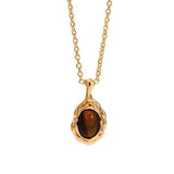 Sunflower Tiger's Eye Stone Pendant Necklace gembea jewelry