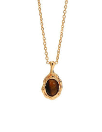 Sunflower Tiger's Eye Stone Pendant Necklace gembea jewelry