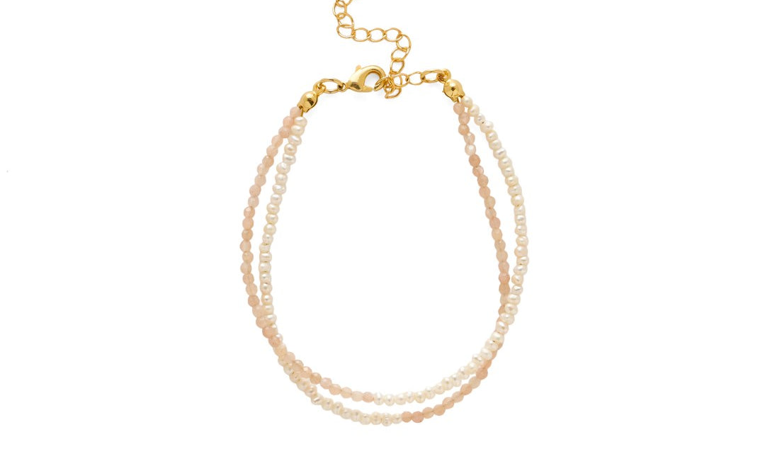 Sunlit Aura Sunstone Pearl Bracelet gembea jewelry