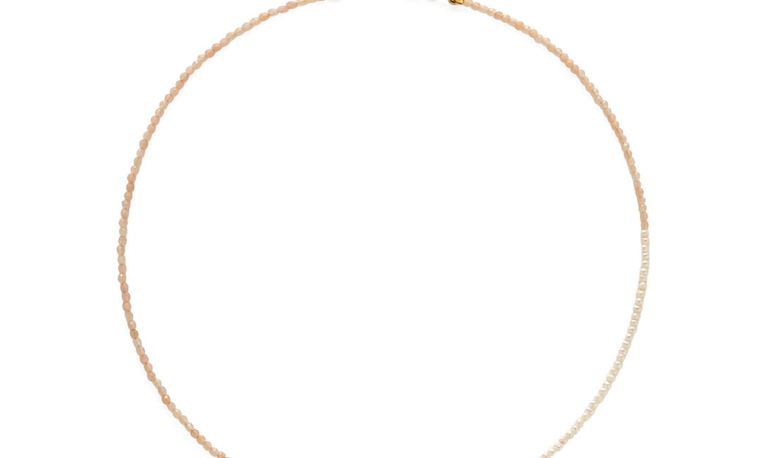Sunlit Aura Sunstone Pearl Necklace gembea jewelry