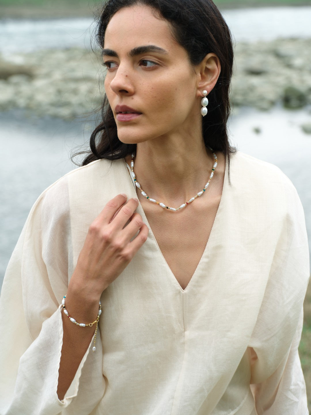 Sunlit Meadow Colorful Freshwater Pearl Necklace gembea jewelry