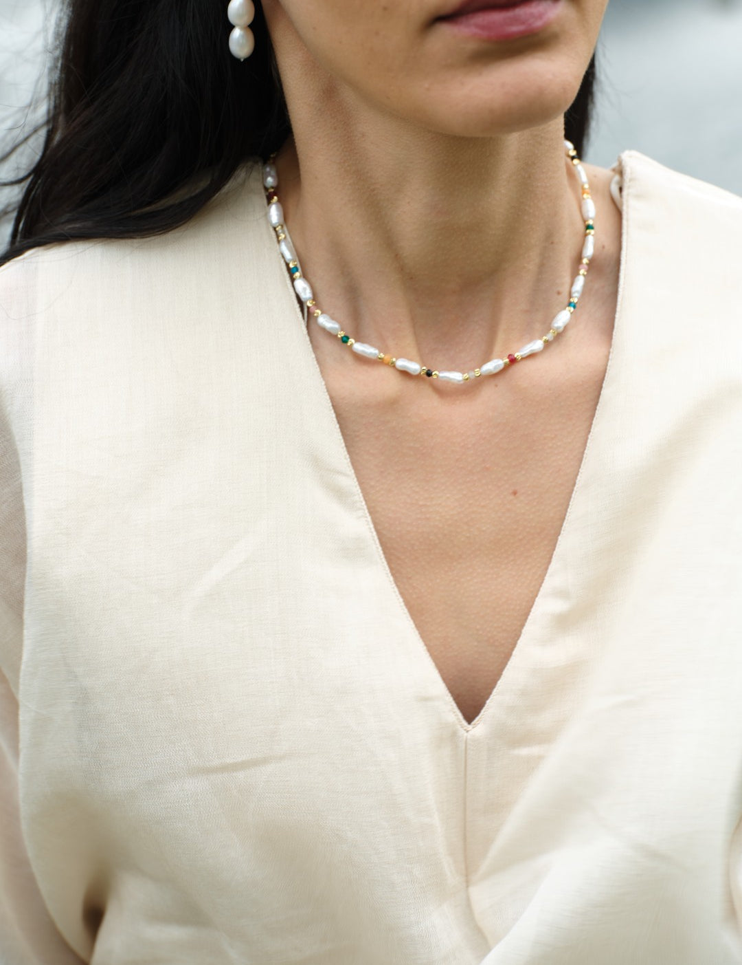 Sunlit Meadow Colorful Freshwater Pearl Necklace gembea jewelry