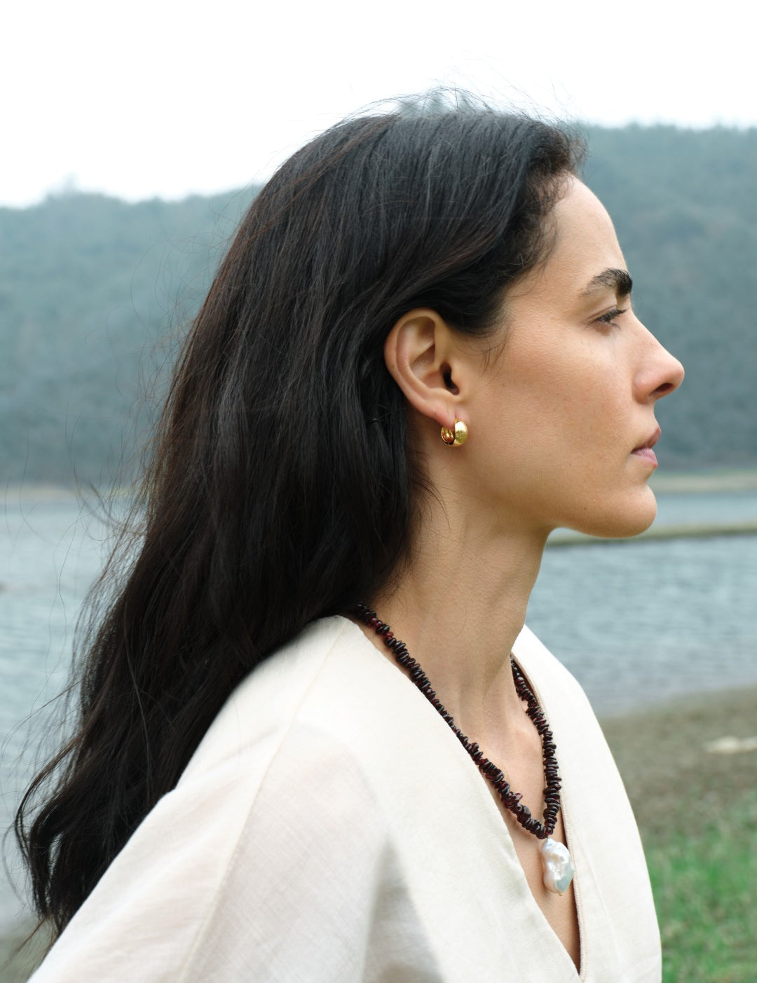 Sunshadow Mini Hoop Earrings-Gold gembea jewelry