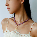 Teardrop Zircon Pendant Amethyst Necklace gembea jewelry