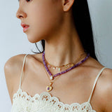 Teardrop Zircon Pendant Amethyst Necklace gembea jewelry