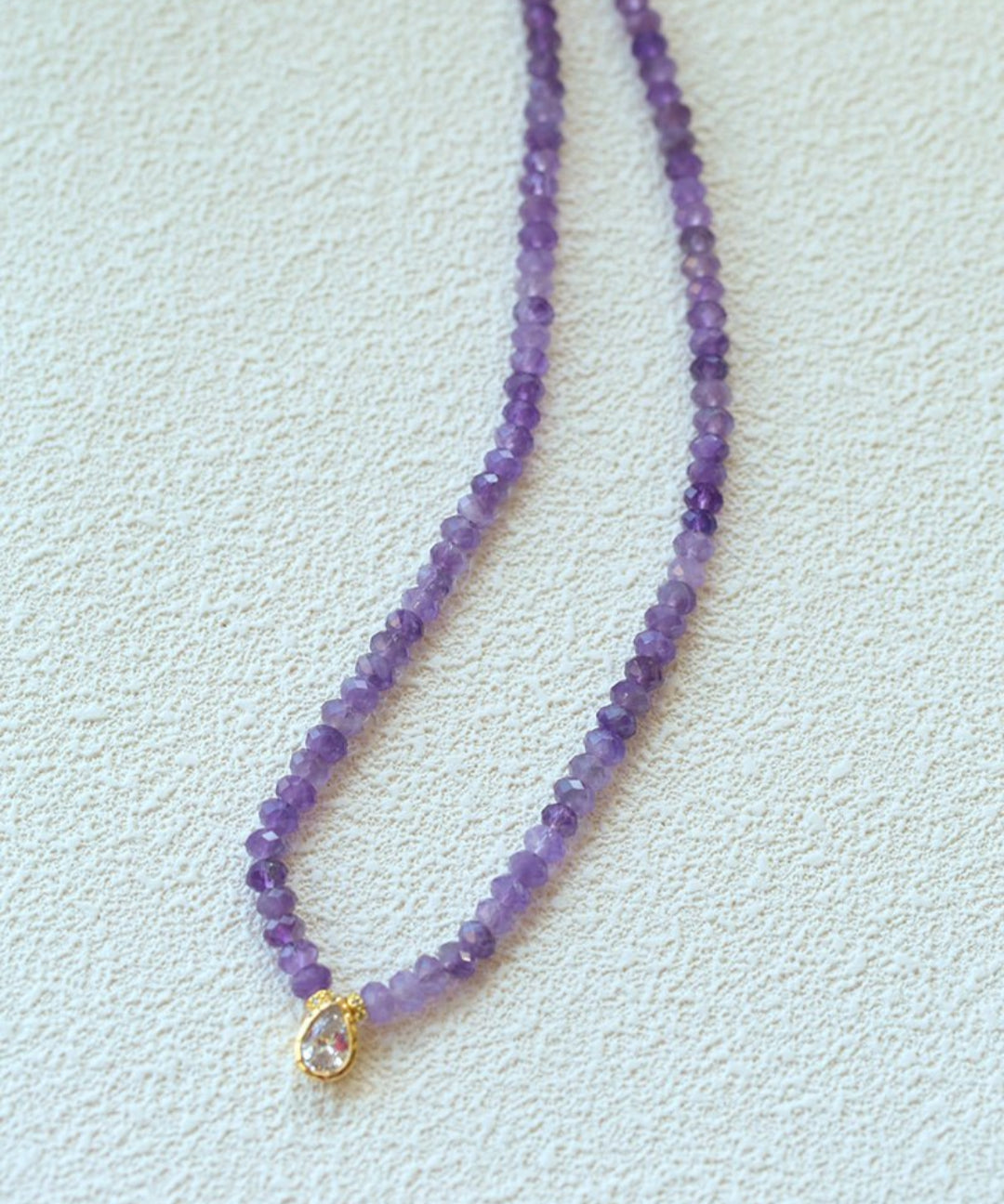 Teardrop Zircon Pendant Amethyst Necklace gembea jewelry