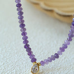Teardrop Zircon Pendant Amethyst Necklace gembea jewelry