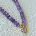 Teardrop Zircon Pendant Amethyst Necklace gembea jewelry