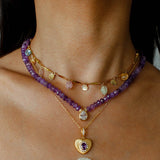 Teardrop Zircon Pendant Amethyst Necklace gembea jewelry