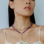 Teardrop Zircon Pendant Amethyst Necklace gembea jewelry