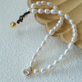Teardrop Zircon Pendant Pearl Beaded Necklace gembea jewelry