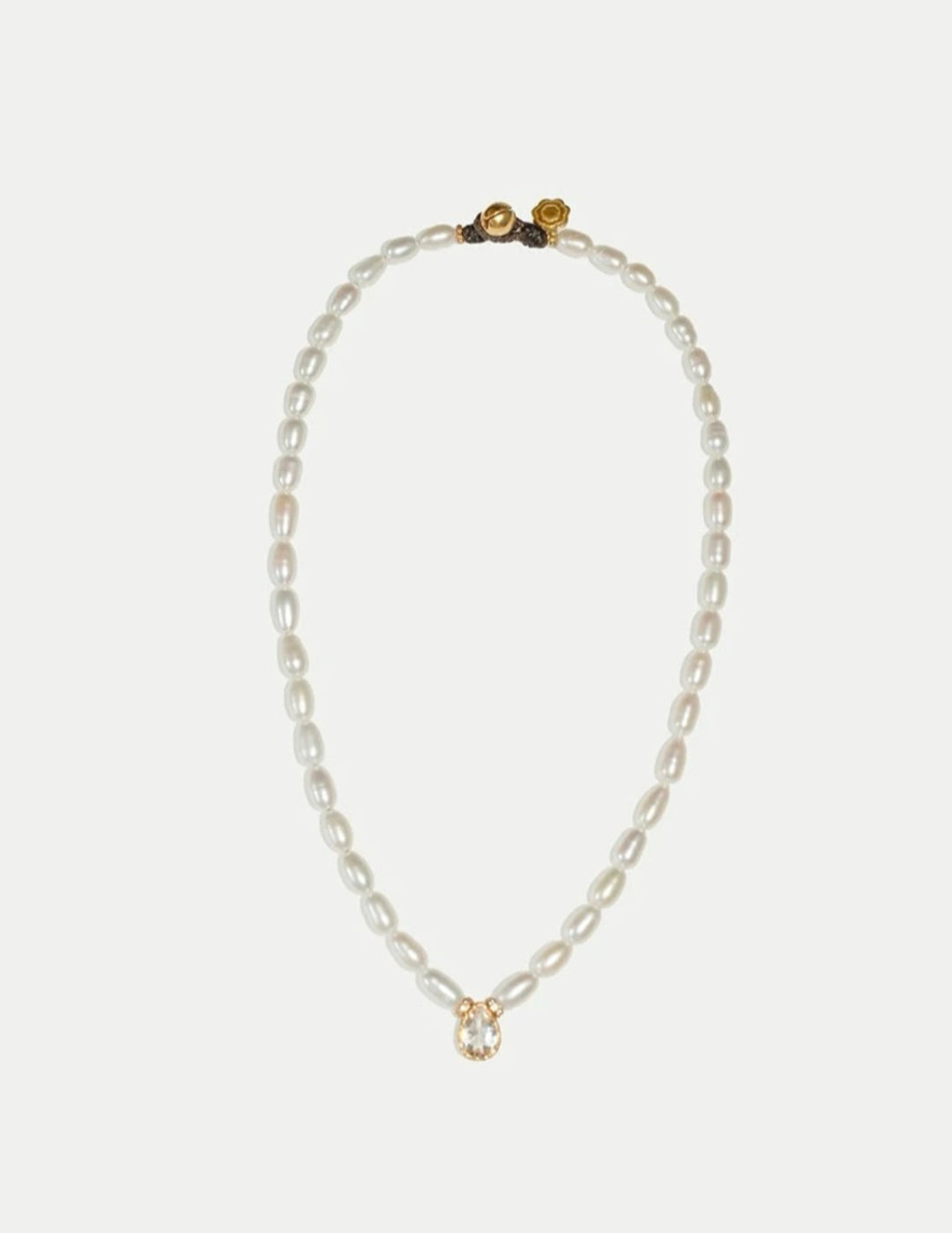 Teardrop Zircon Pendant Pearl Beaded Necklace gembea jewelry