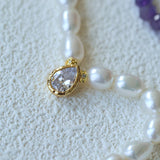 Teardrop Zircon Pendant Pearl Beaded Necklace gembea jewelry