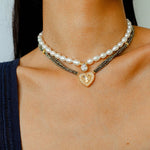 Teardrop Zircon Pendant Pearl Beaded Necklace gembea jewelry