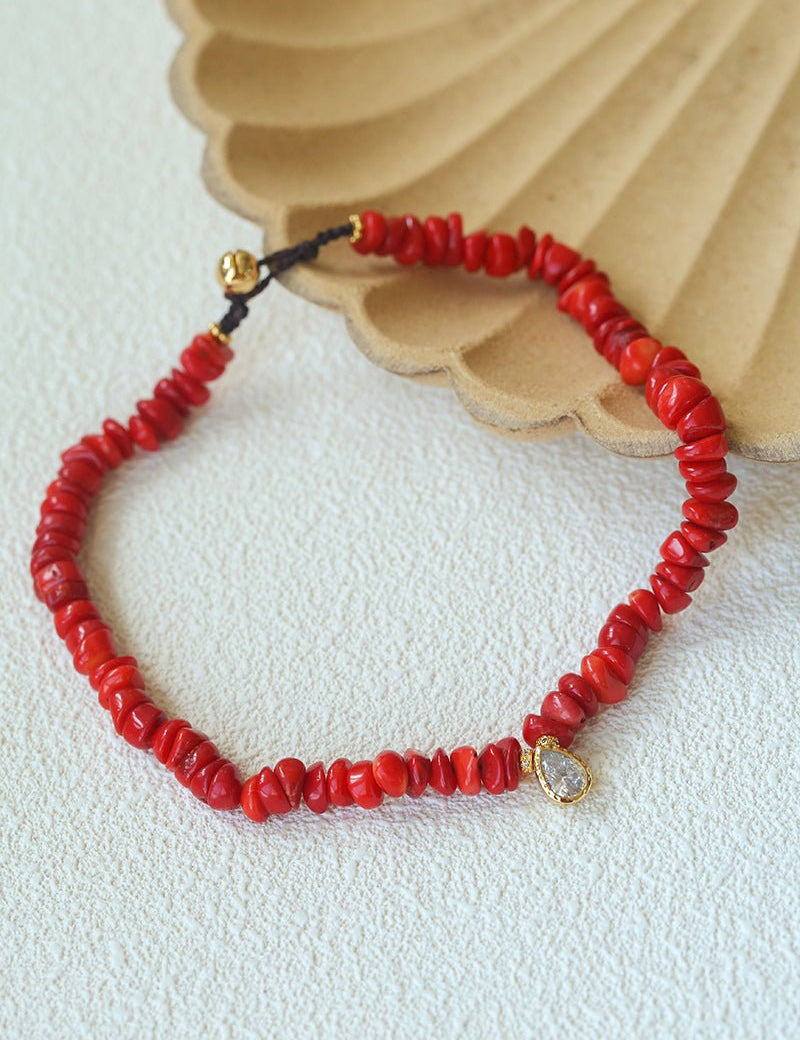 Teardrop Zircon Pendant Red Gemstone Necklace gembea jewelry