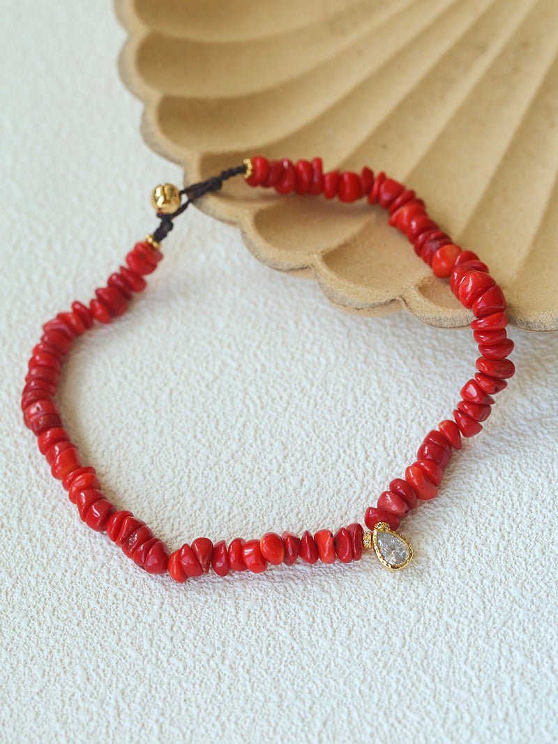 Teardrop Zircon Pendant Red Gemstone Necklace gembea jewelry