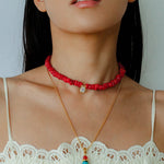 Teardrop Zircon Pendant Red Gemstone Necklace gembea jewelry