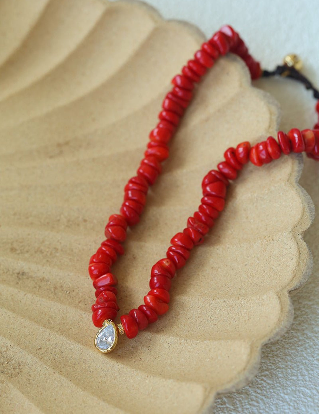 Teardrop Zircon Pendant Red Gemstone Necklace gembea jewelry