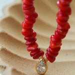 Teardrop Zircon Pendant Red Gemstone Necklace gembea jewelry