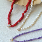 Teardrop Zircon Pendant Red Gemstone Necklace gembea jewelry