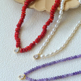 Teardrop Zircon Pendant Red Gemstone Necklace gembea jewelry