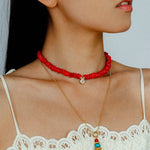 Teardrop Zircon Pendant Red Gemstone Necklace gembea jewelry