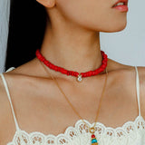 Teardrop Zircon Pendant Red Gemstone Necklace gembea jewelry