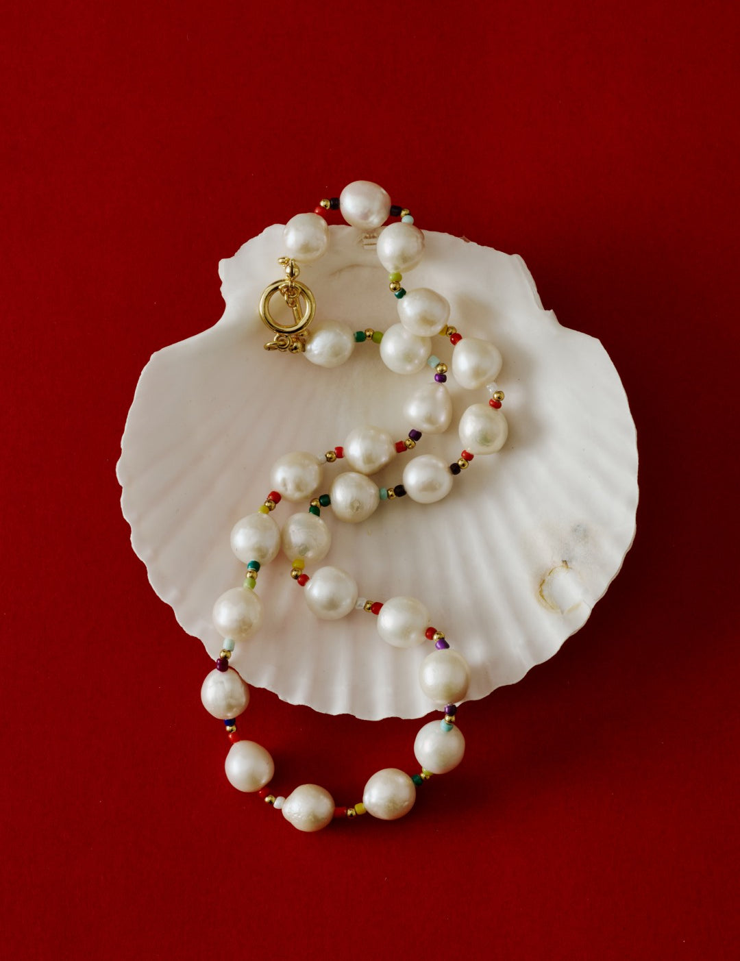 Textured Bloom Colorful Beaded Baroque Pearl Necklace gembea jewelry