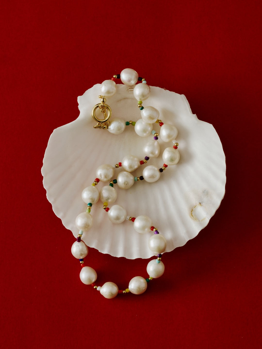Textured Bloom Colorful Beaded Baroque Pearl Necklace gembea jewelry