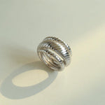S925 Silver Thread Multi-loop Wide Ring - Gembea Jewelry