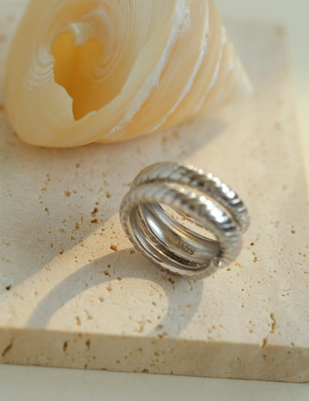 S925 Silver Thread Multi-loop Wide Ring - Gembea Jewelry