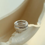 S925 Silver Thread Multi-loop Wide Ring - Gembea Jewelry