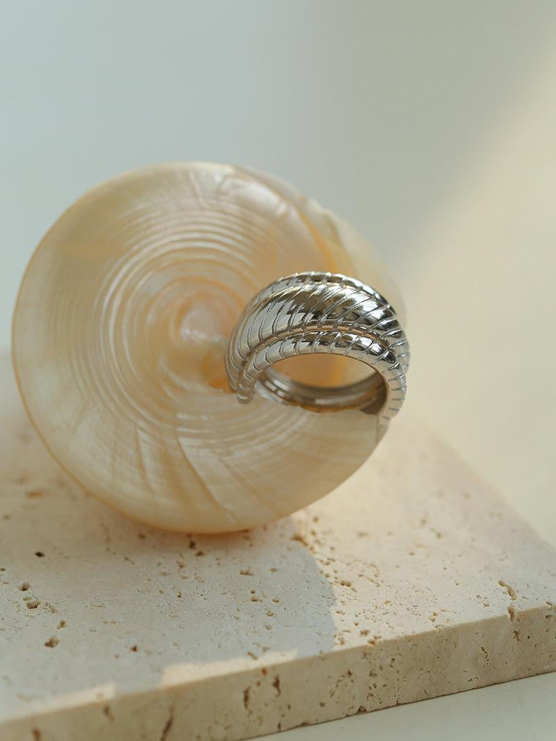 S925 Silver Thread Multi-loop Wide Ring - Gembea Jewelry