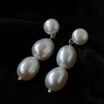 Three Freshwater Pearl Drop Earrings - Gembea Jewelry