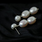 Three Freshwater Pearl Drop Earrings - Gembea Jewelry